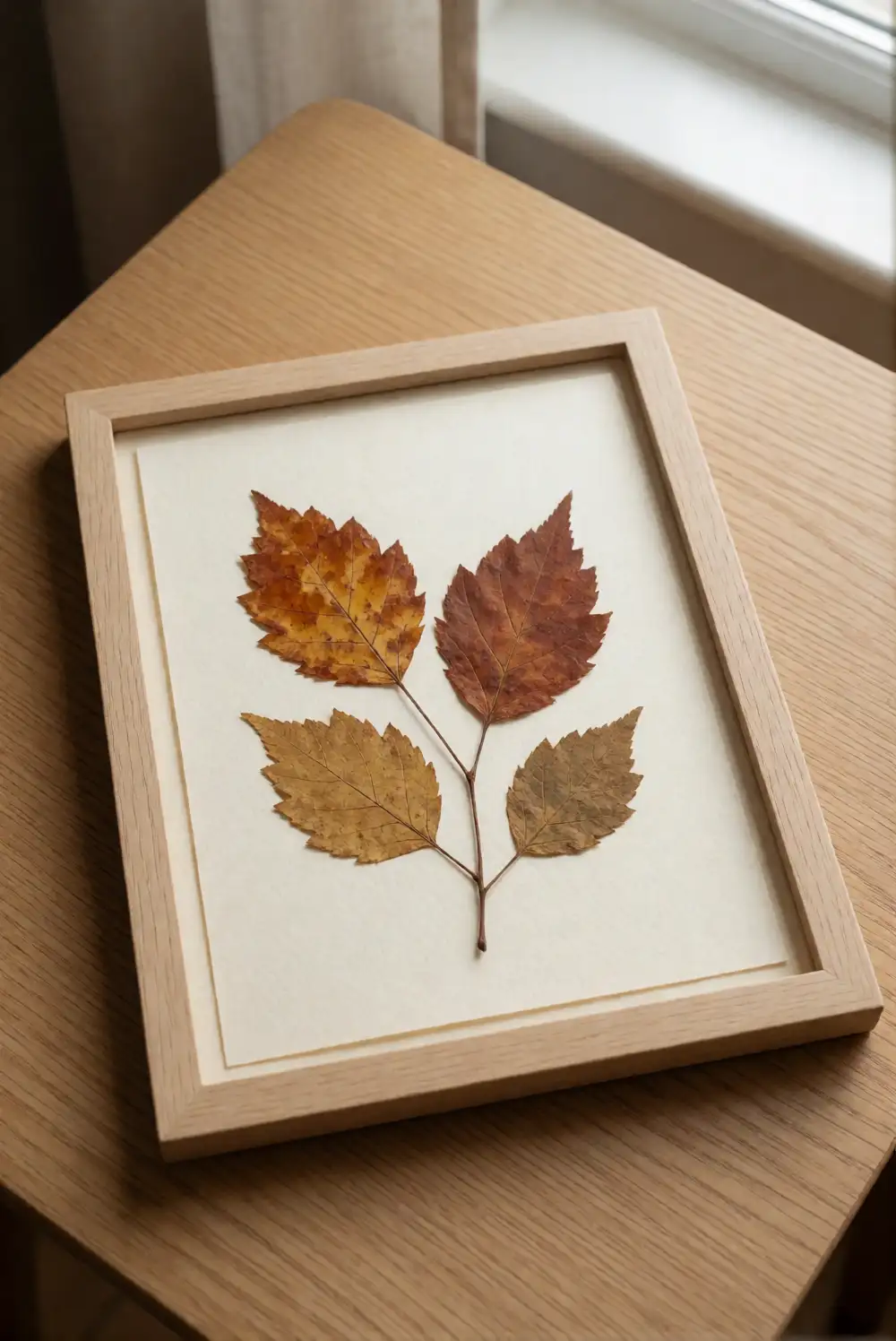 Pressed Fall Leaves in a Simple Frame