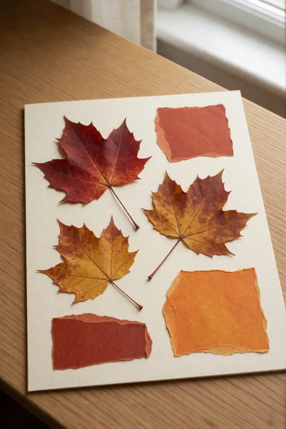 Pressed Leaf and Paper Collage