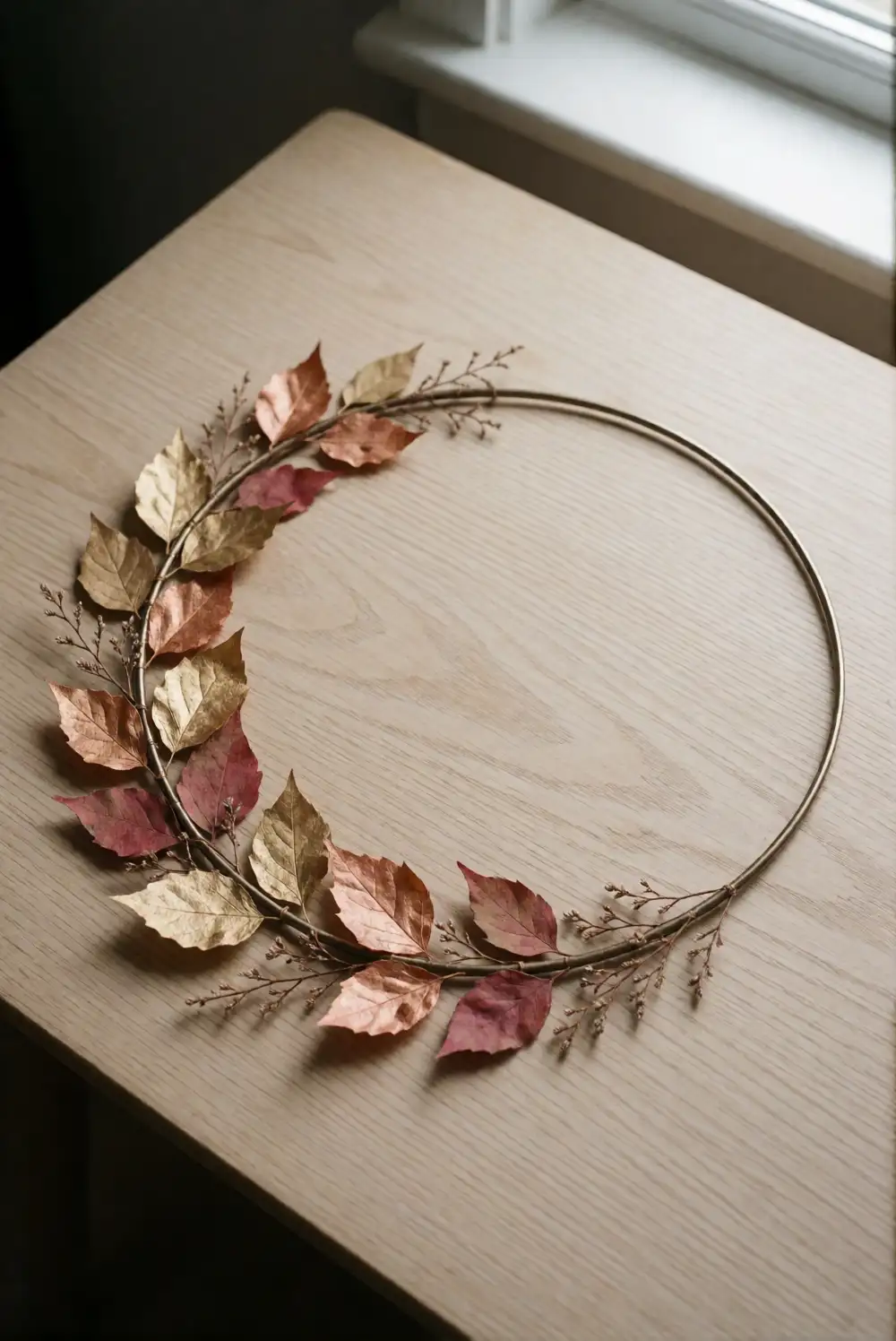 Pressed Leaf Hoop Wreath