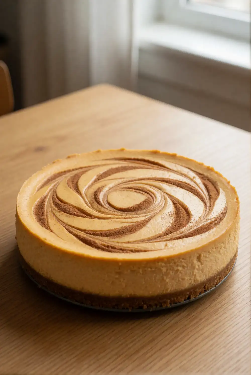 Pumpkin Cheesecake with Cinnamon Swirls
