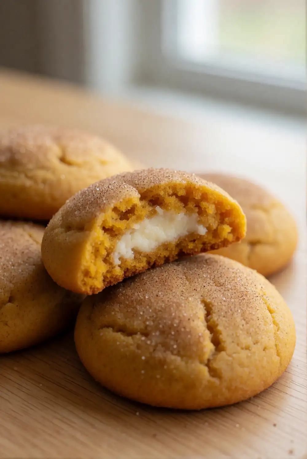 Pumpkin Cookies with Cream Cheese Centers