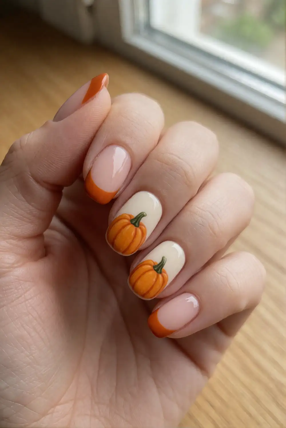 Pumpkin French Tip Nails