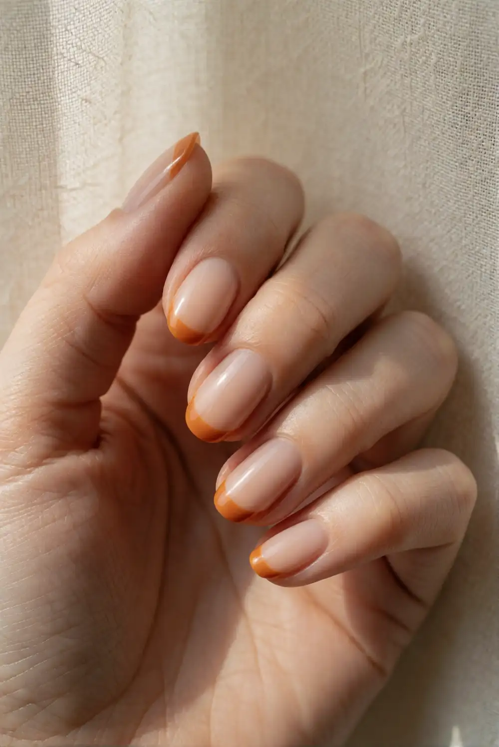 Pumpkin Orange Micro French Nails