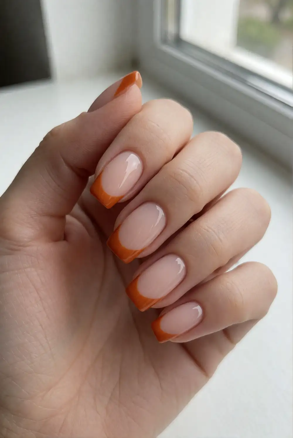 Pumpkin Orange Side-Swept French Tips