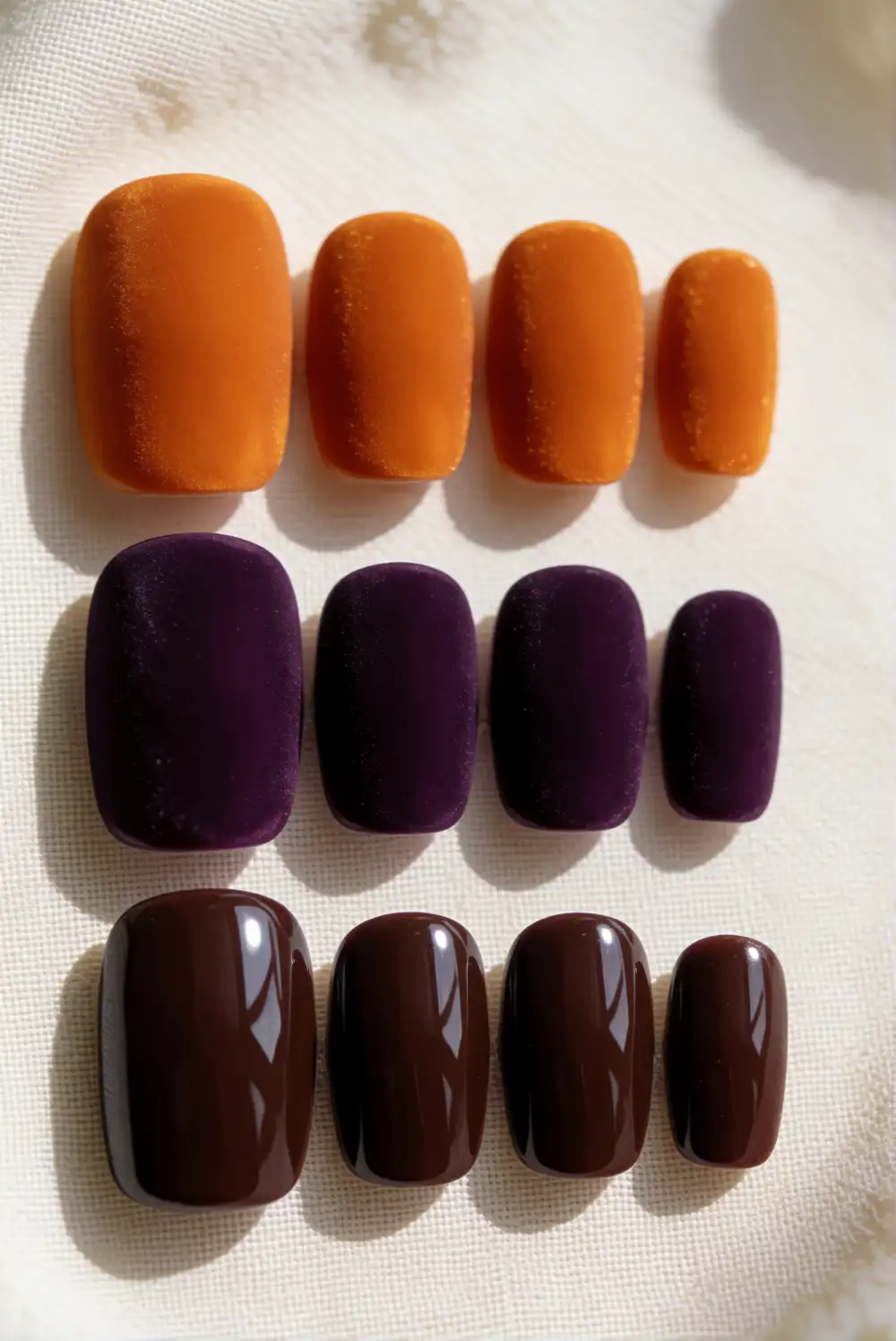 Pumpkin Velvet Accent Nails