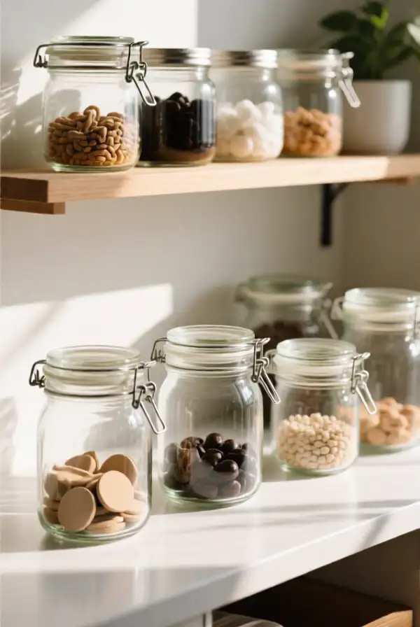 Repurposed Glass Jars for Storage