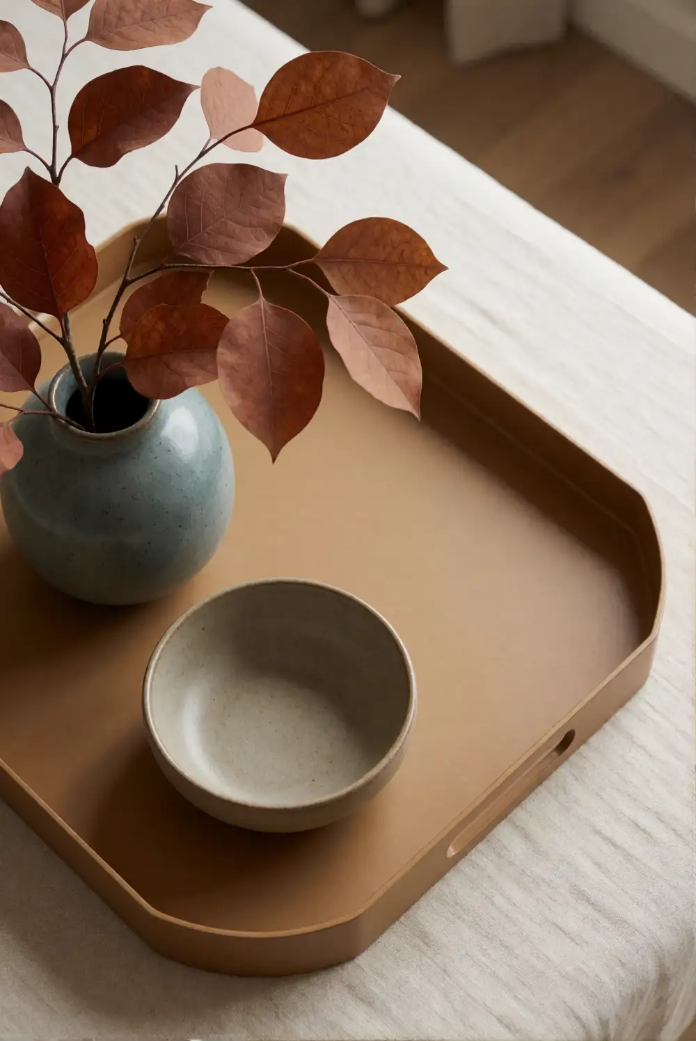 Rust, Dusty Blue, and Camel Coffee Table Tray
