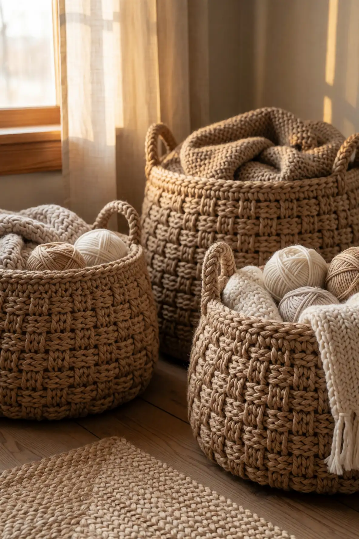 Rustic Baskets With Sculpted Sides