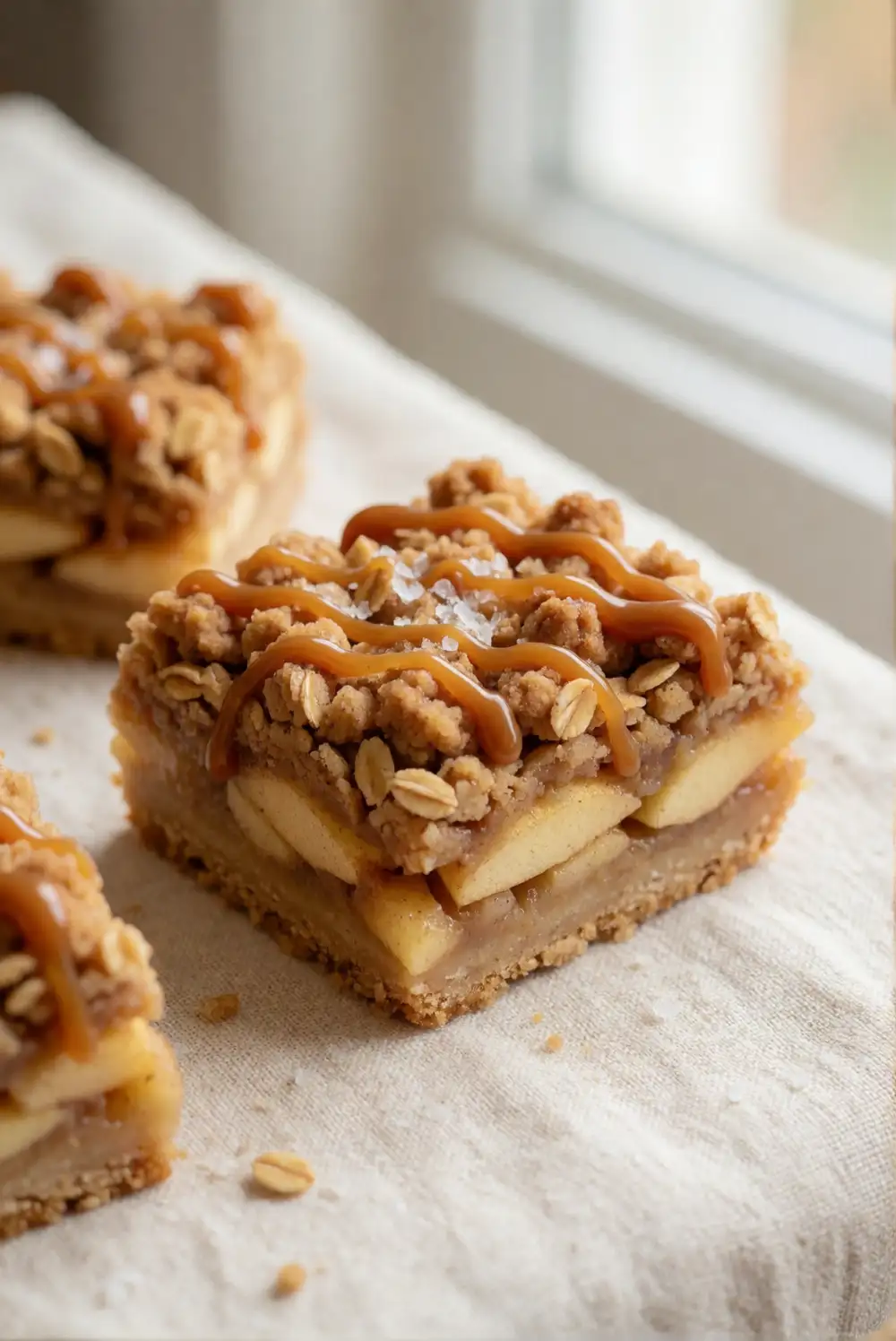 Salted Caramel Apple Crumble Bars