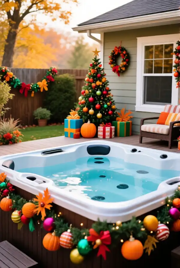 Seasonal Outdoor Jacuzzi Decor