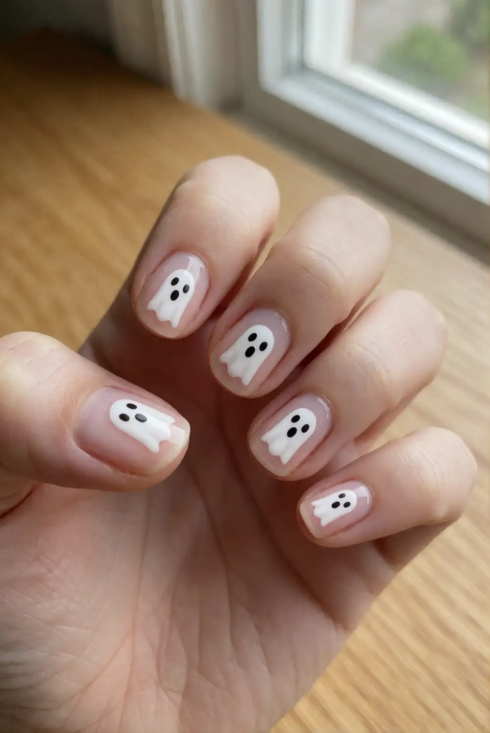 Sheer Pink Ghost Nail Art