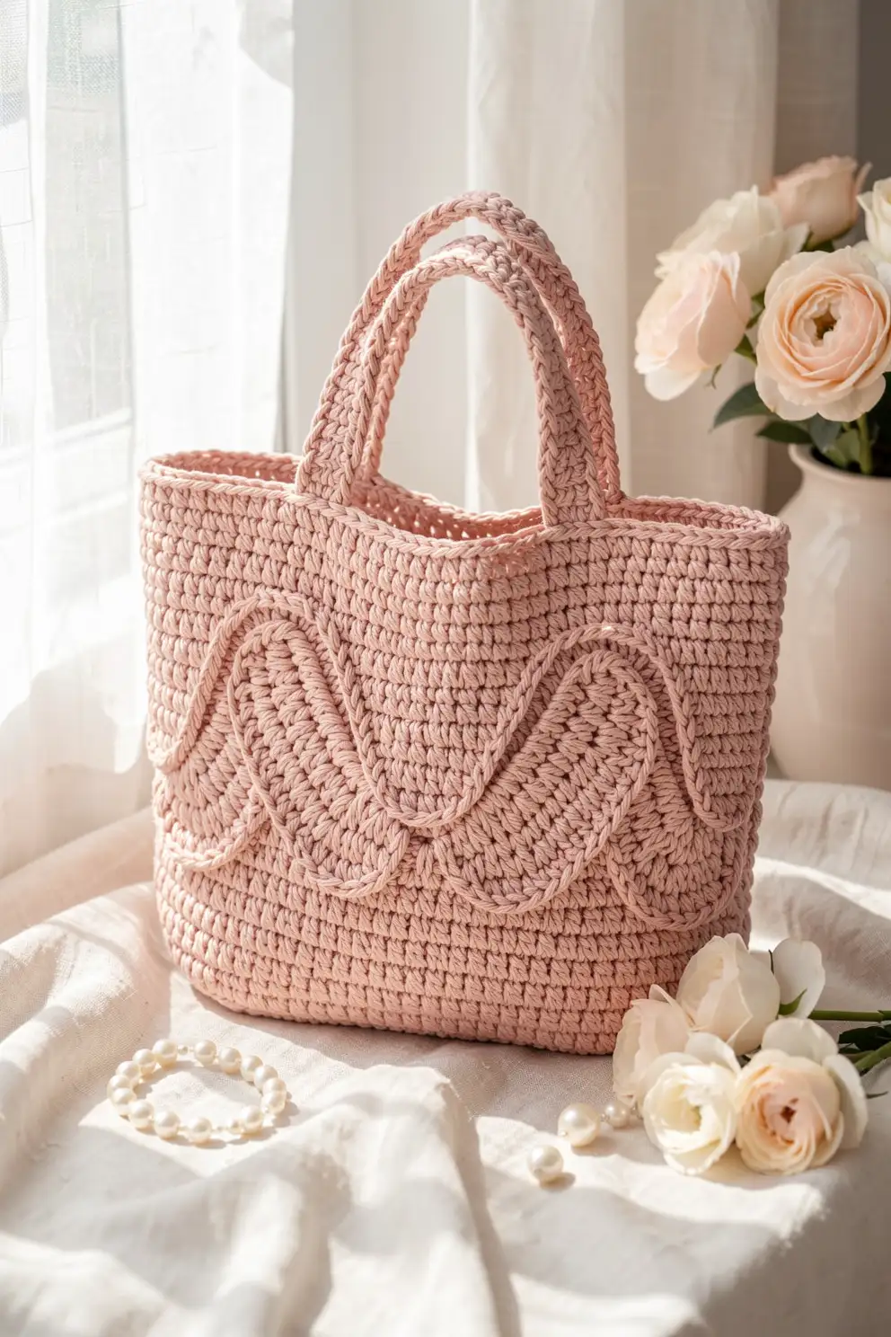 Shell Stitch Curves for Soft Feminine Totes