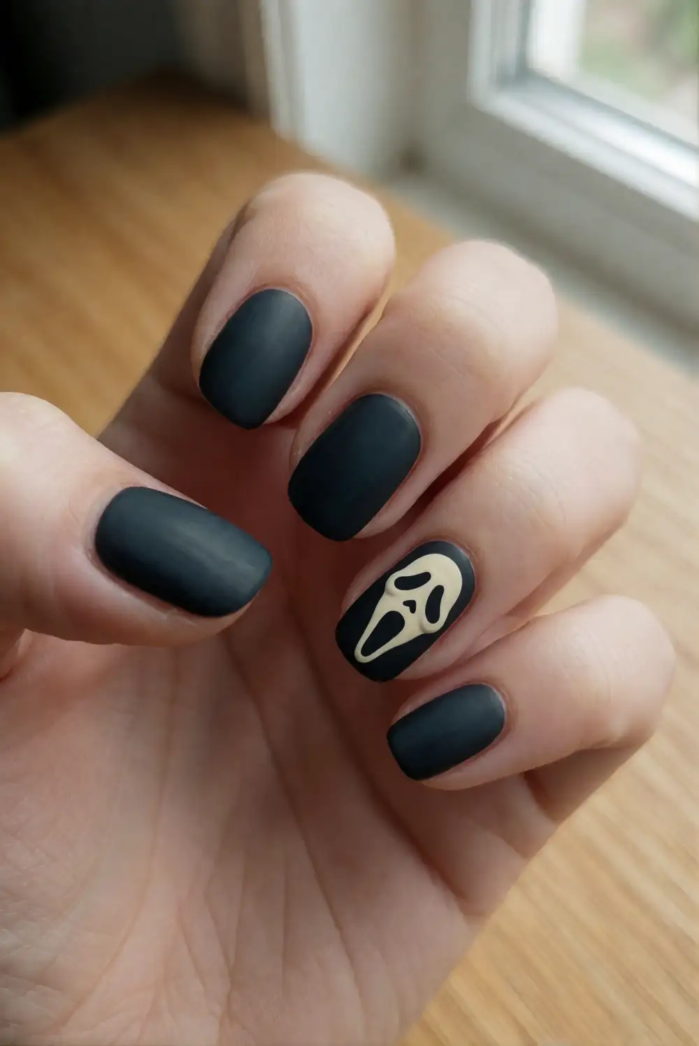 Short Ghost Face Nail Art