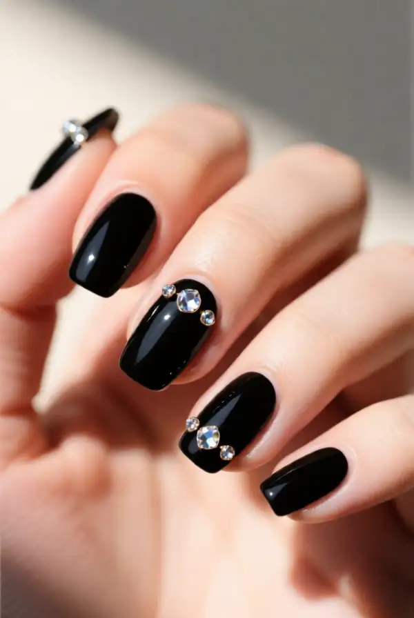Simple Black Nail Stones