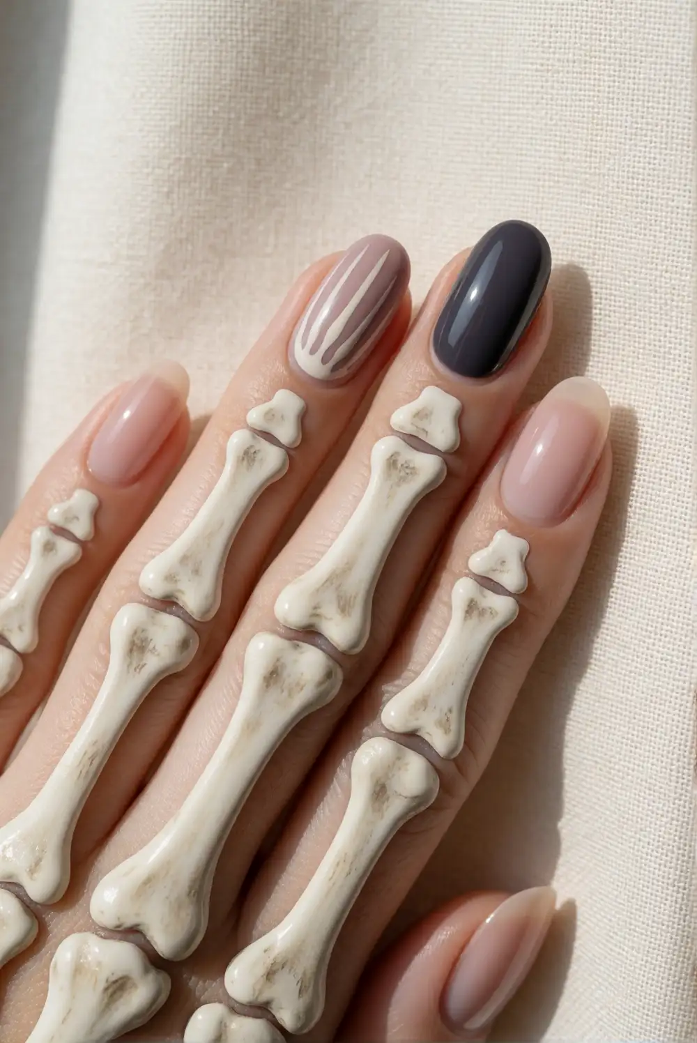 Skeleton Hand Accent Nails