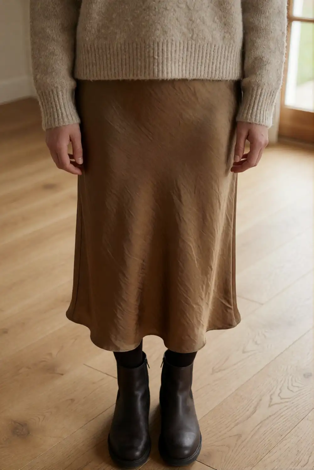 Slip Skirt with a Textured Pullover