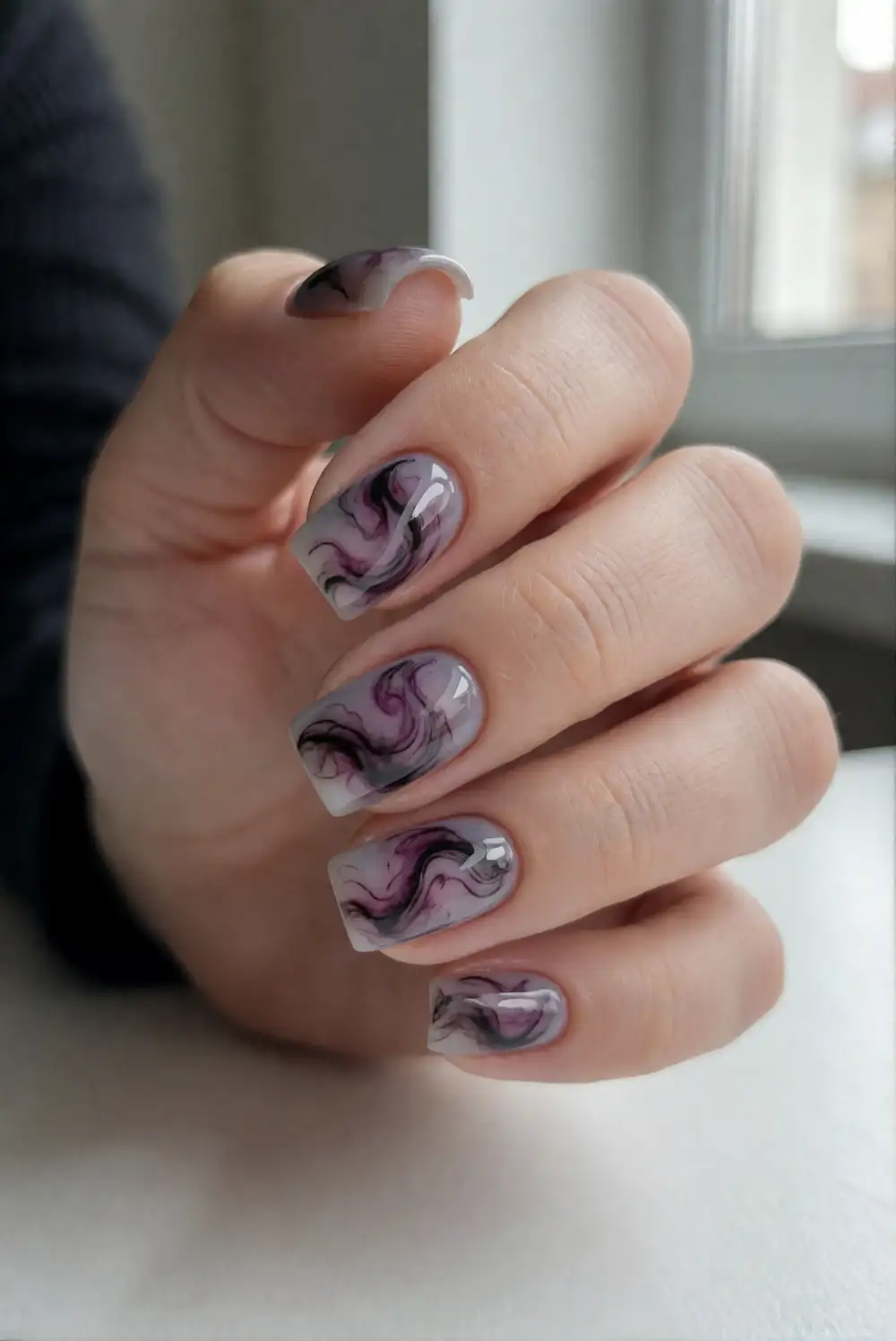 Smoky Marble in Plum and Black