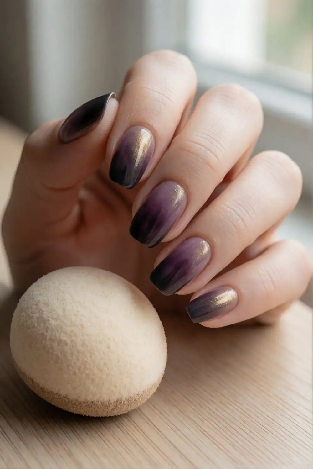 Smoky Plum Ombre Nails