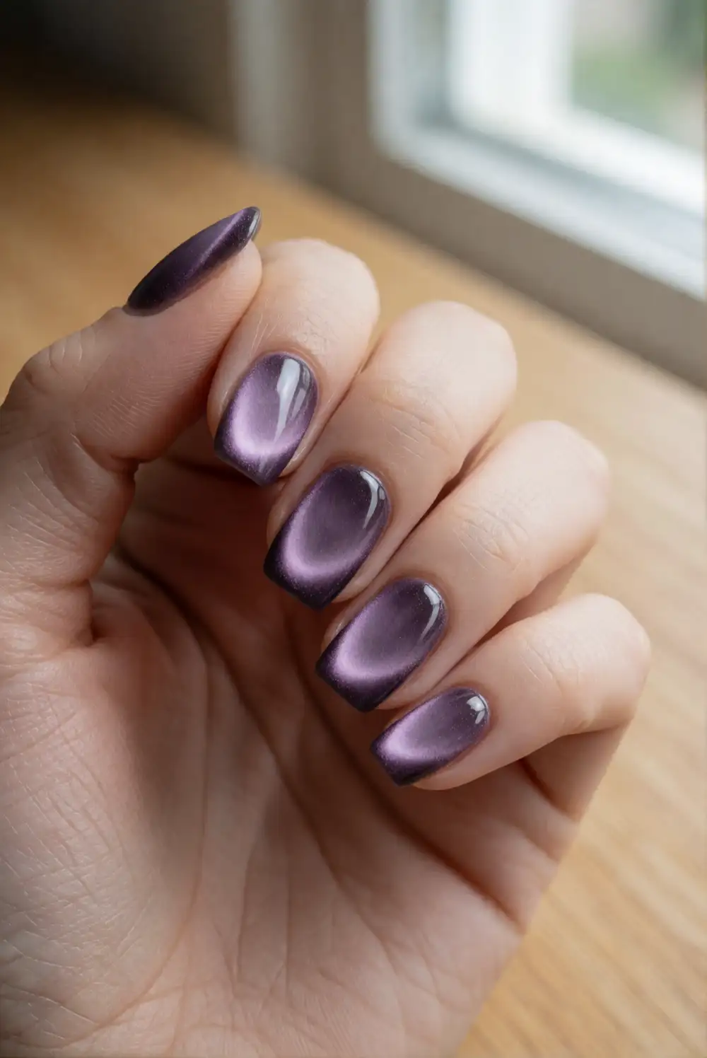 Smoky Purple Cat-Eye Nails