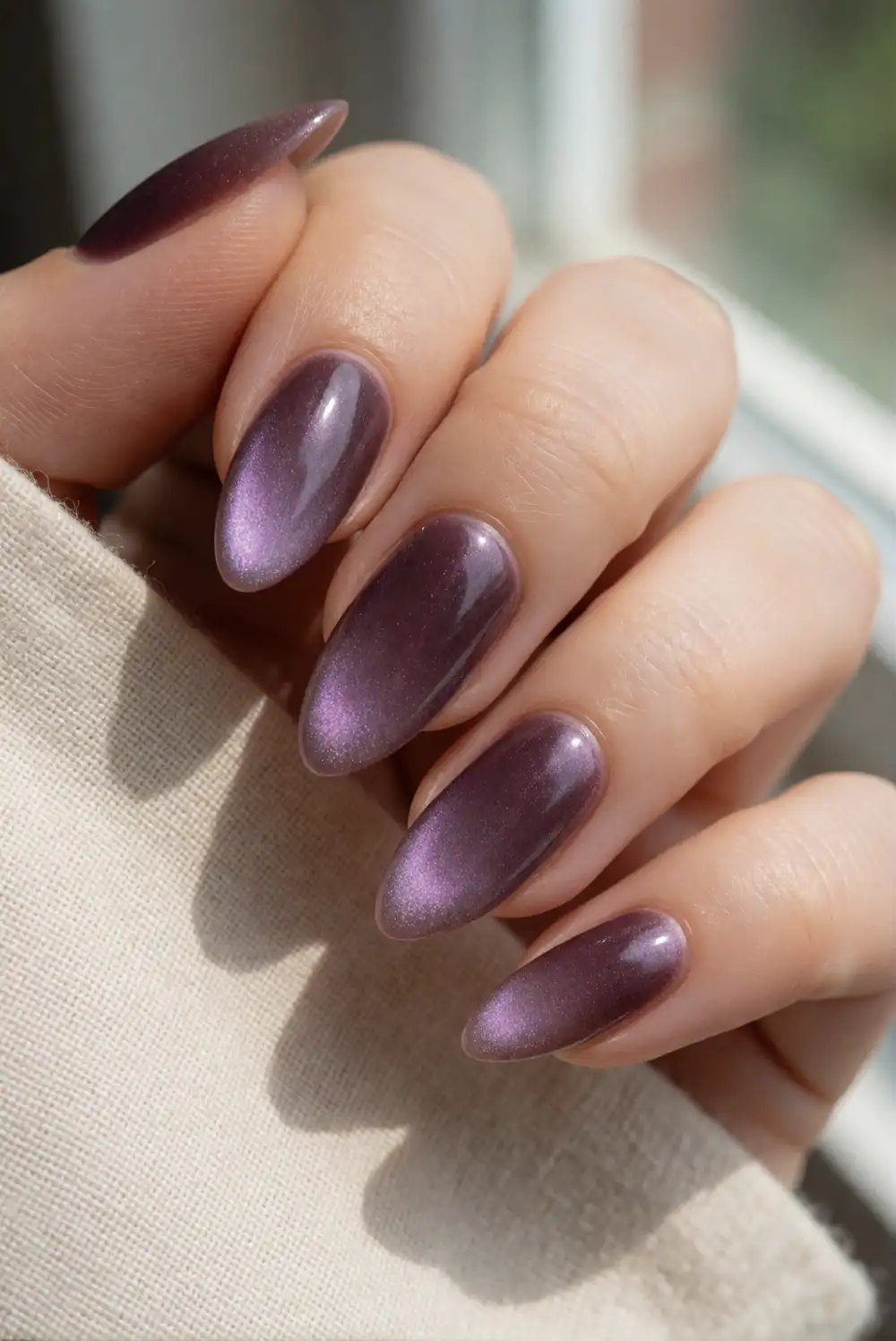 Smoky Purple Shimmer Nails