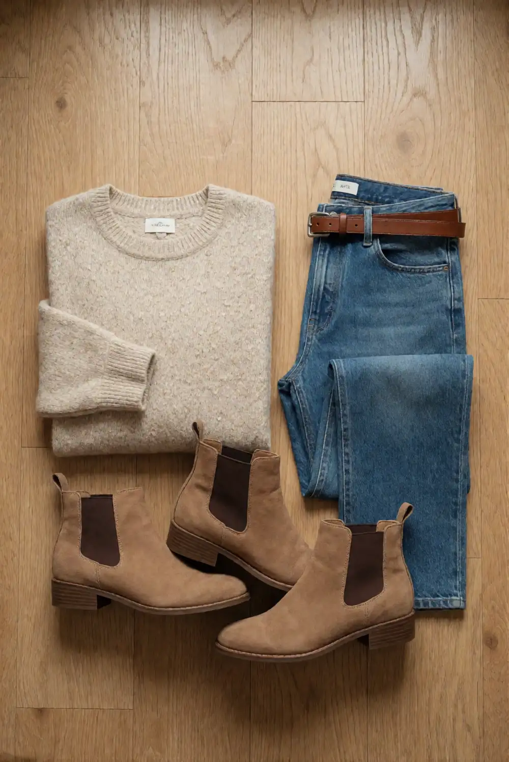 Soft Knit Sweater with Straight-Leg Jeans