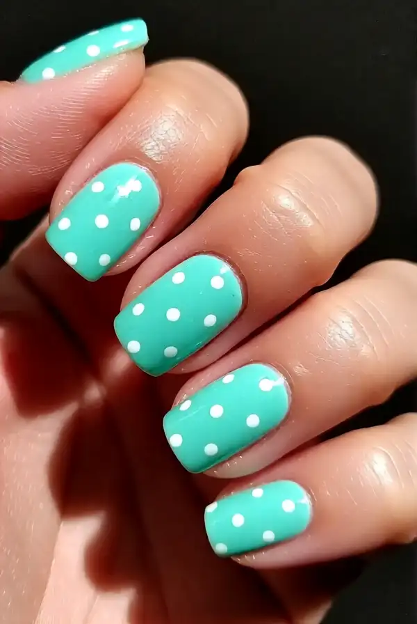 Soft Mint with White Dots