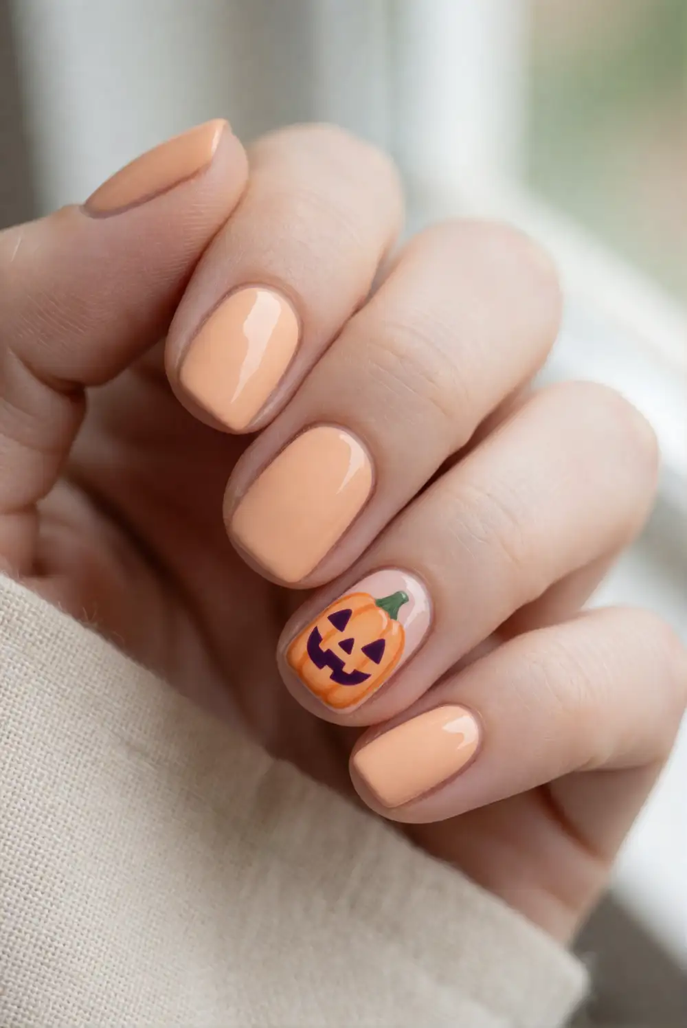Soft Orange Jack-o’-Lantern Nails