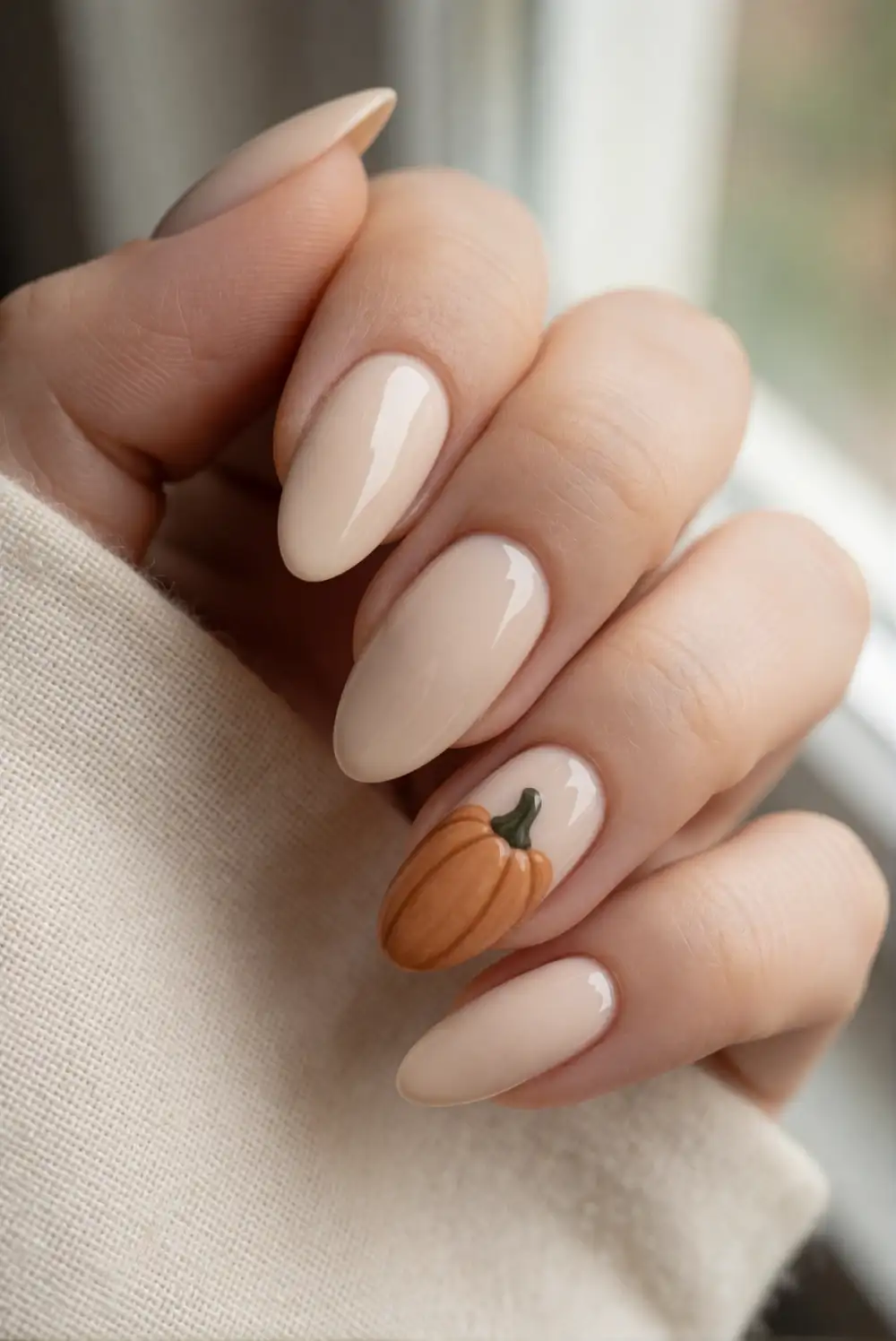 Soft Pumpkin Almond Nails
