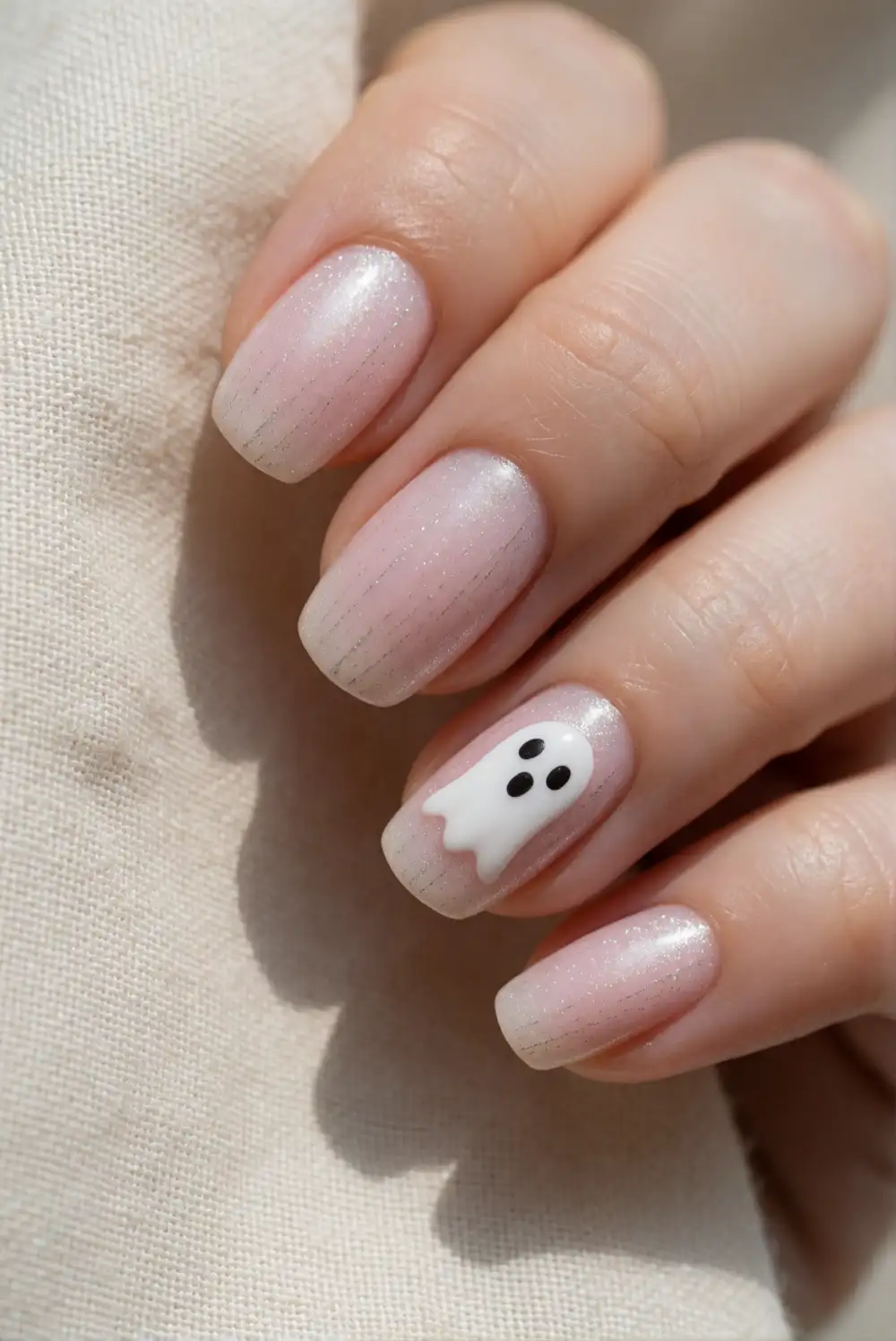 Soft Silver Shimmer Ghost Manicure