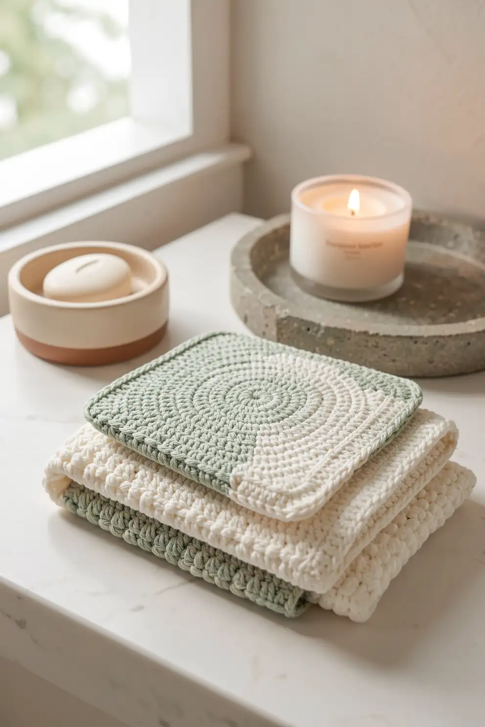 Spa Washcloth Set With Pebbled Corners