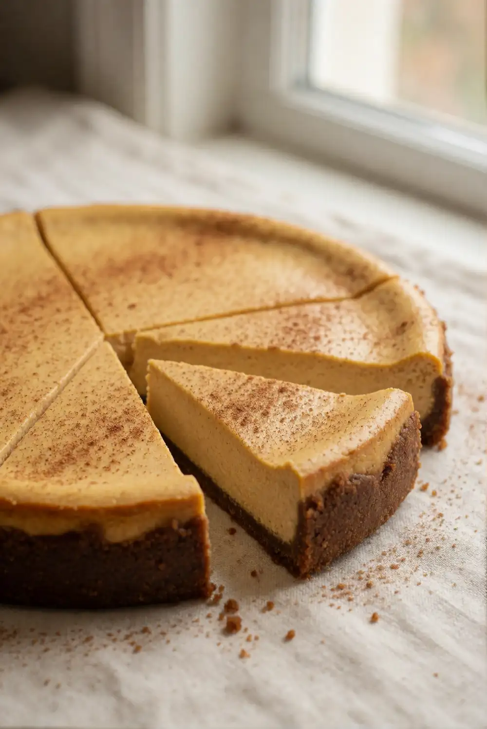 Spiced Pumpkin Cheesecake Bars with a Gingersnap Crust