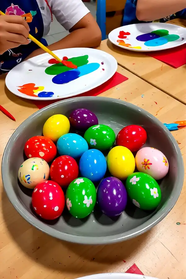 Sponge Painting Easter Eggs