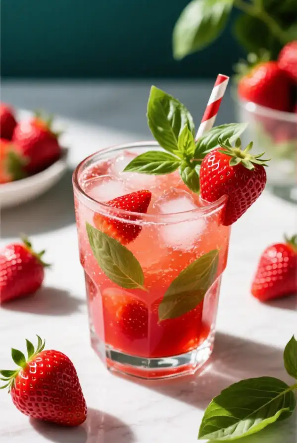 Strawberry Basil Healthy Summer Smash Mocktail