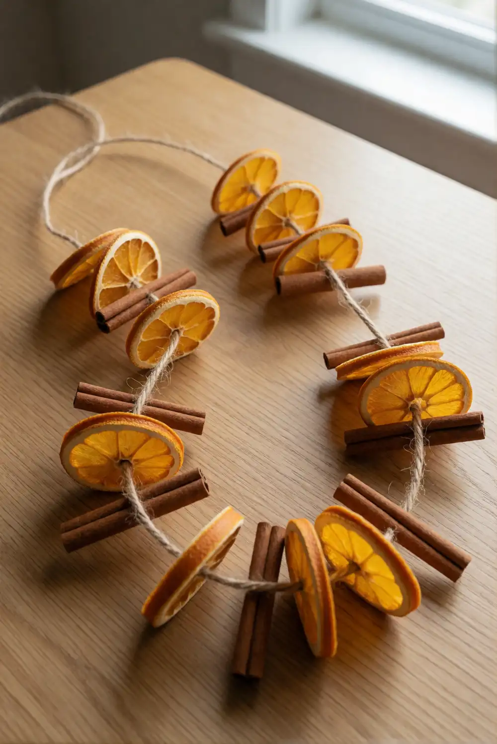 String a Dried Orange and Cinnamon Garland