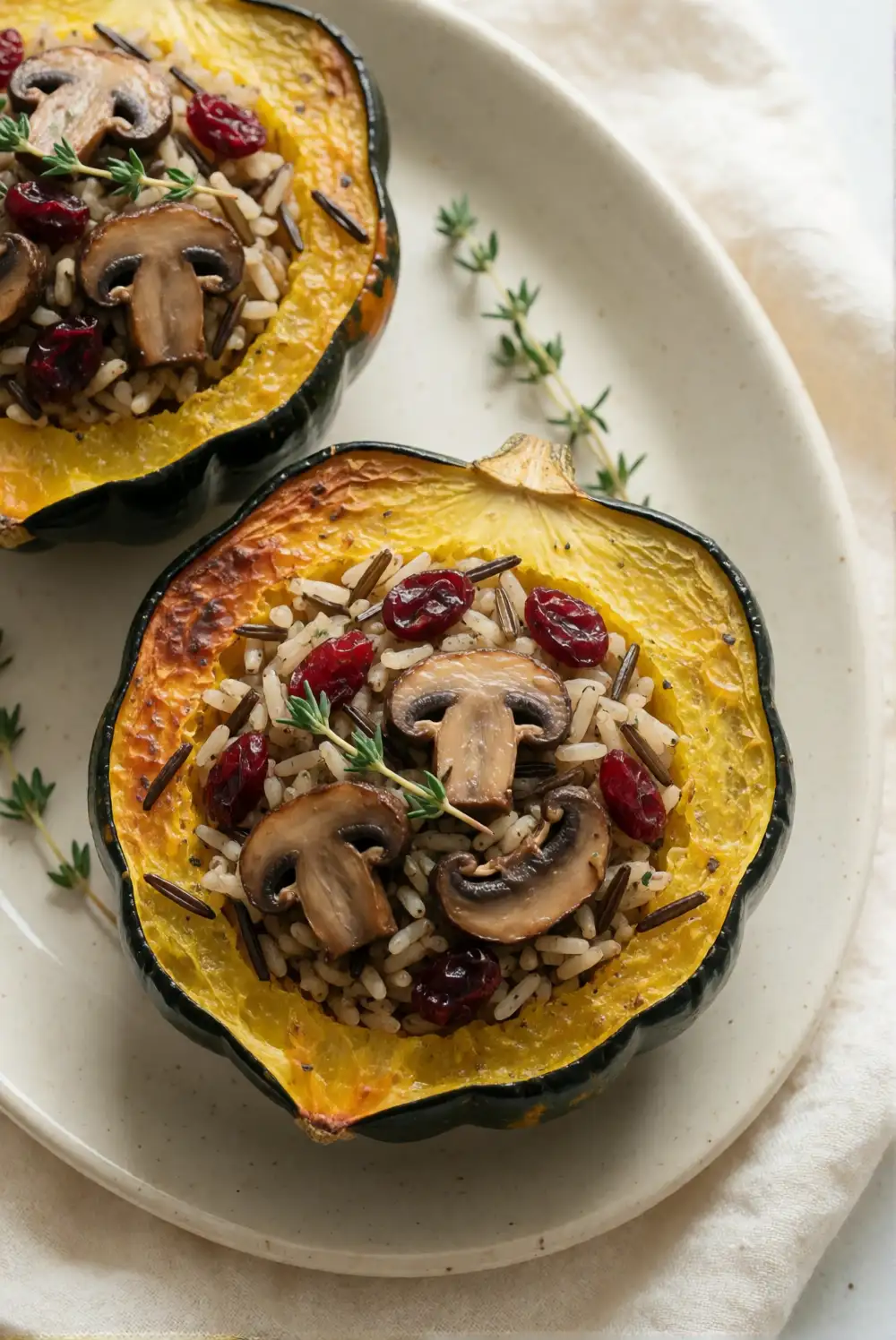 Stuffed Acorn Squash with Wild Rice