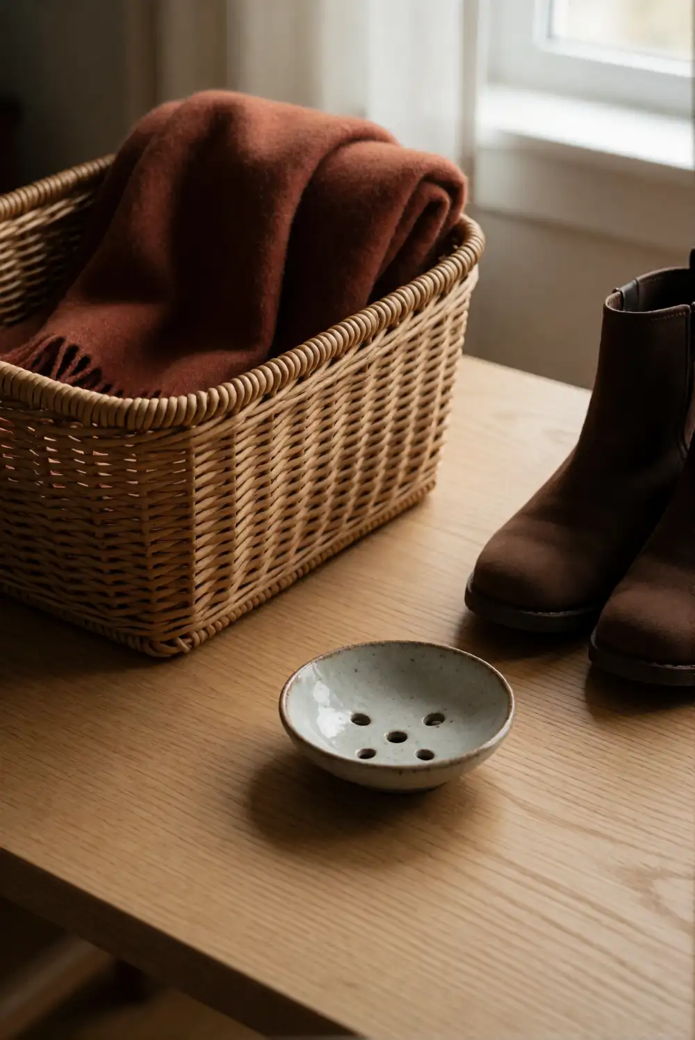 Style a Golden Brown Entryway Basket