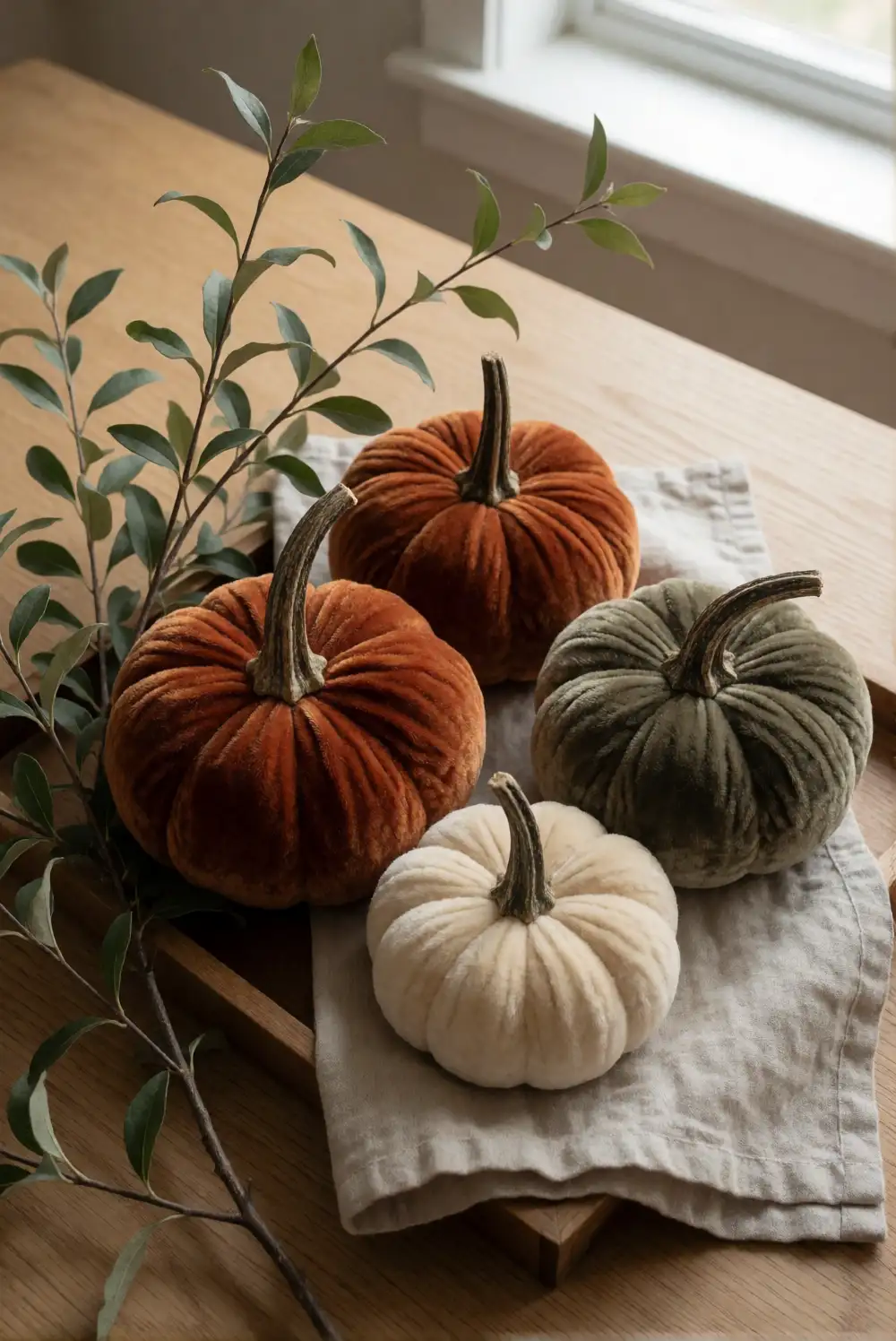 Style a Velvet Pumpkin and Branch Centerpiece