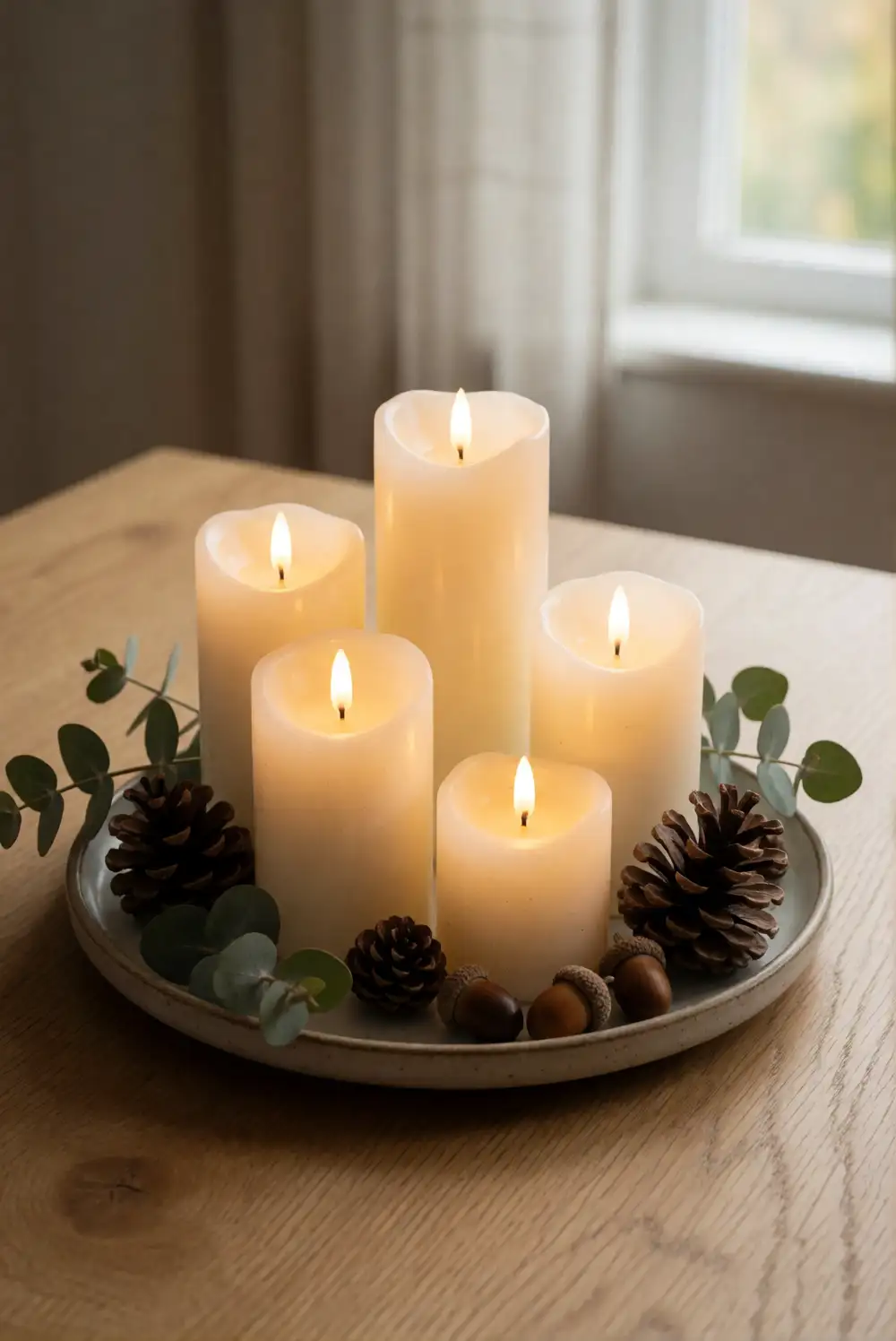 Style an LED Candle and Greenery Cluster