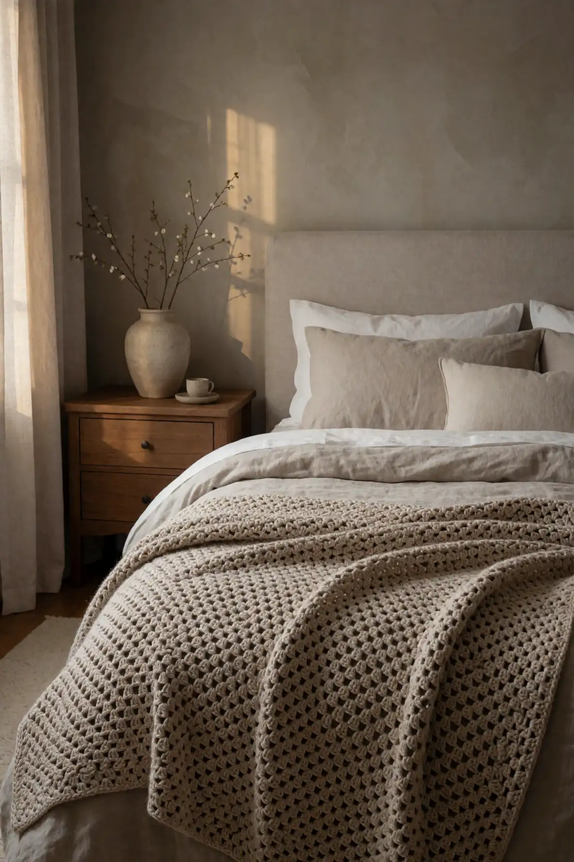 Styling a Crochet Blanket at the End of the Bed
