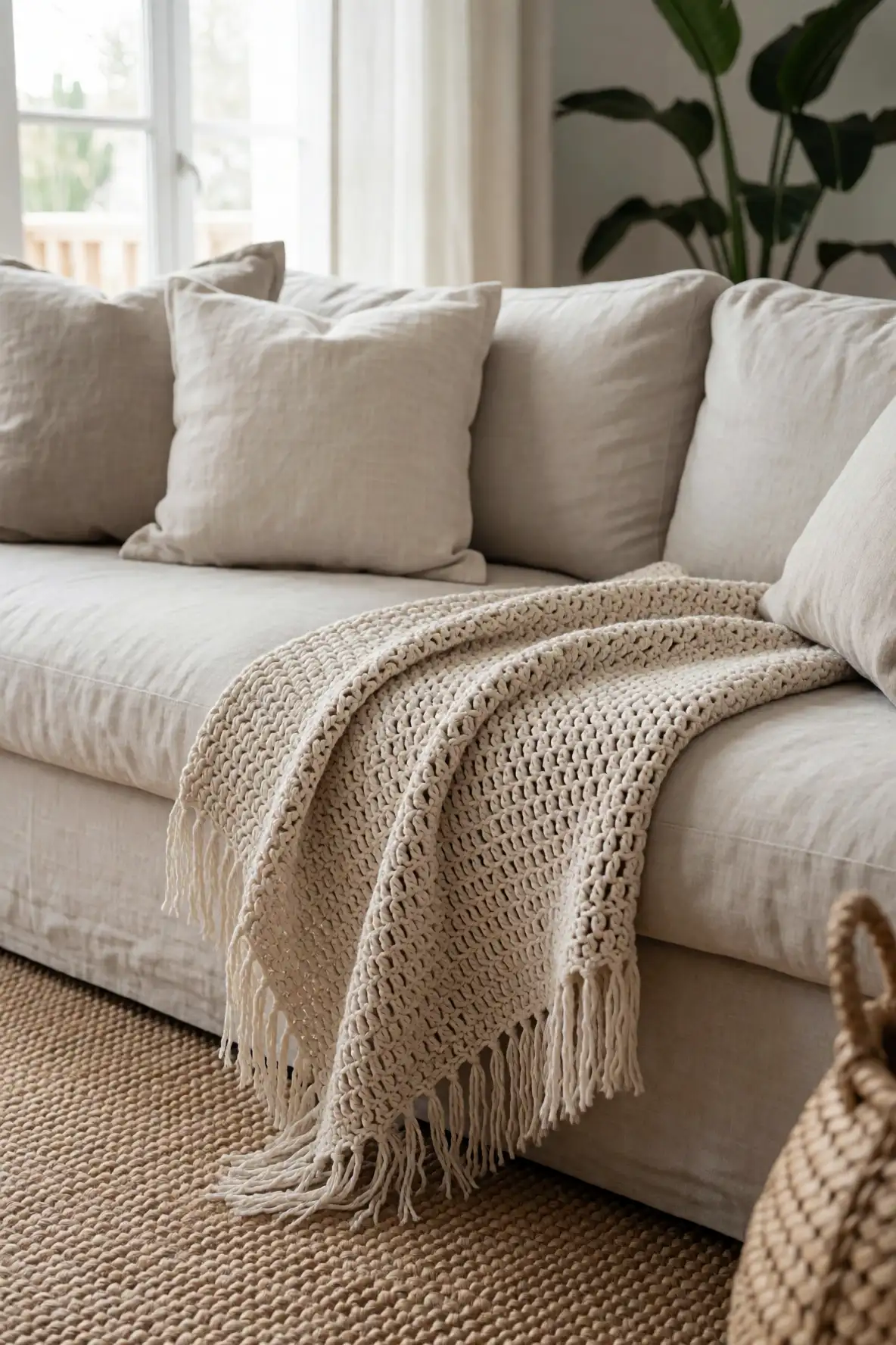 Styling the Blanket Across a Relaxed Sofa