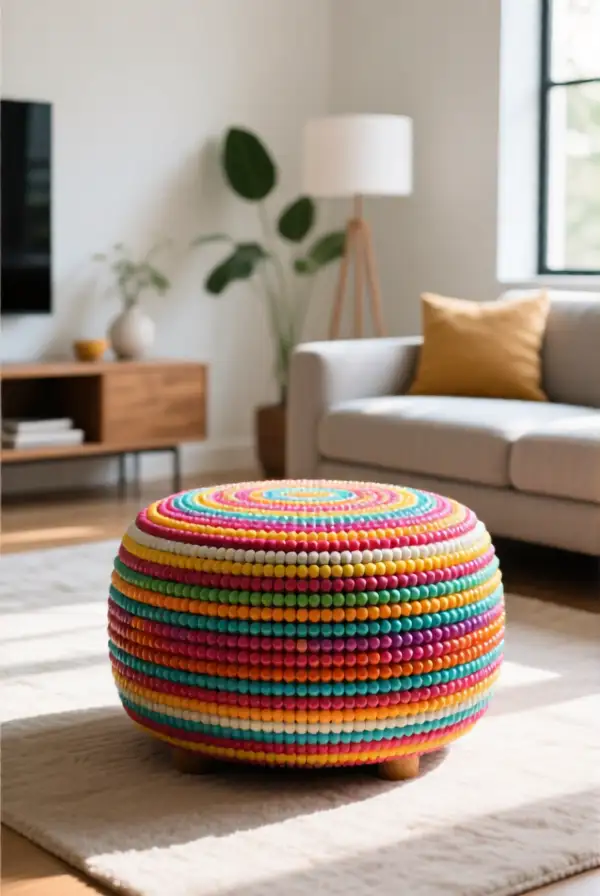 Stylish Beaded Ottomans and Footstools
