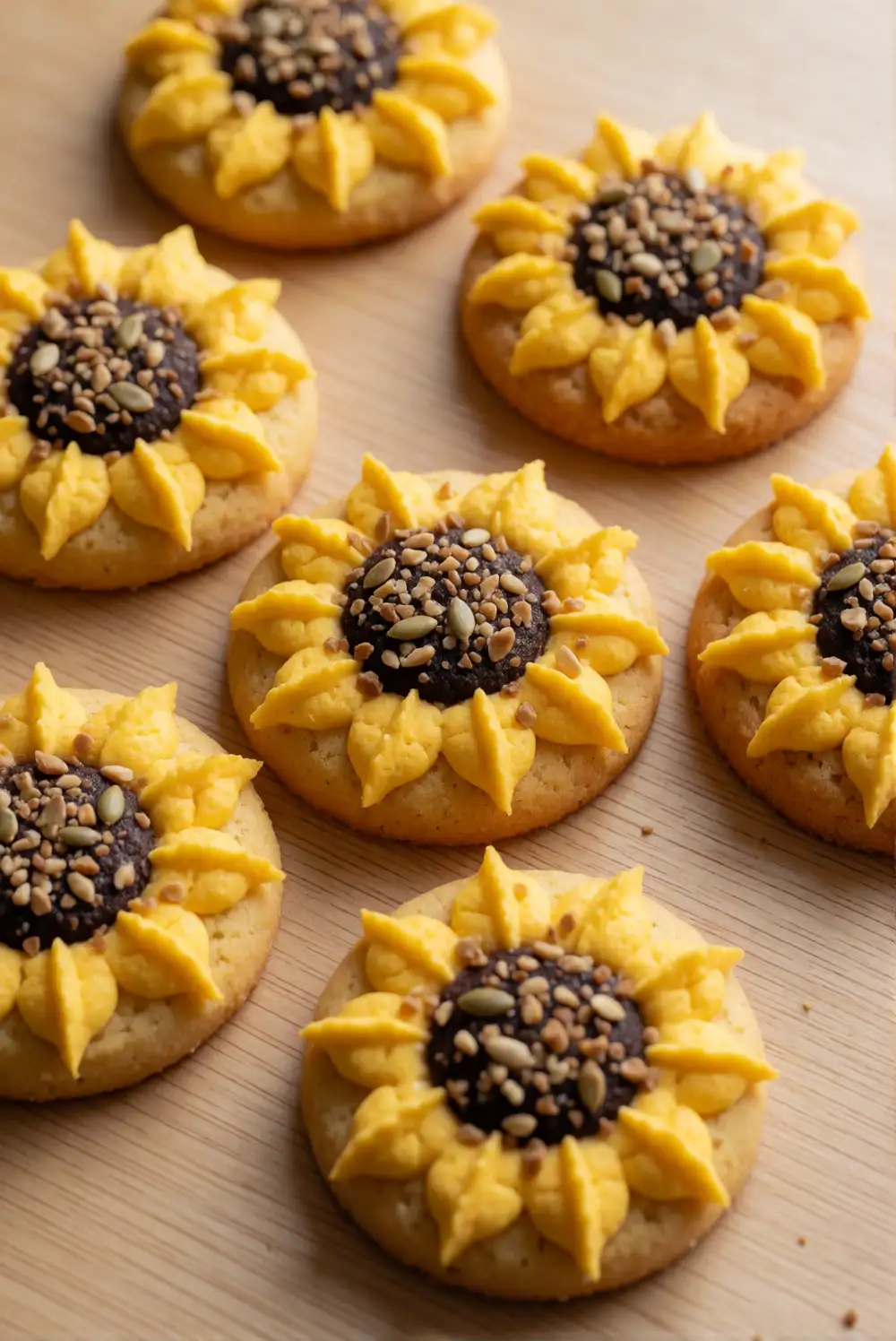 Sunflower Cookies with Chocolate Centers
