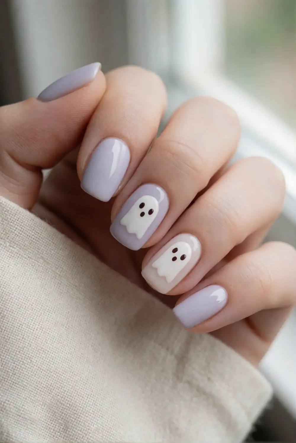 Sweet Lavender Ghost Accent Nails