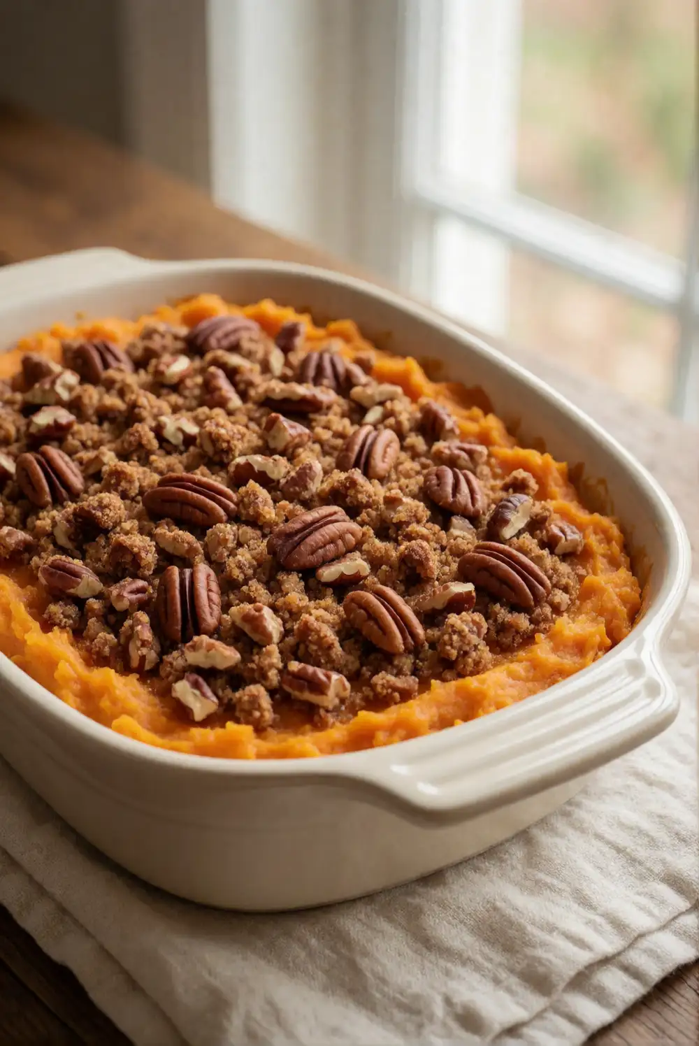 Sweet Potato Casserole with Pecan Crumble