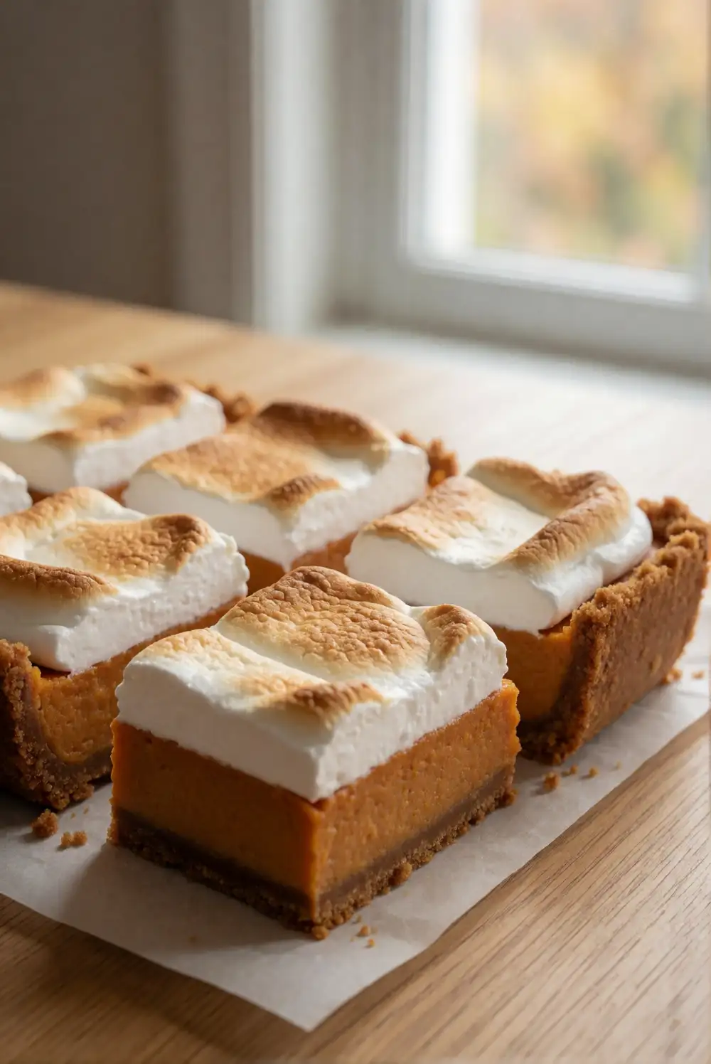 Sweet Potato Pie Bars with Toasted Marshmallow Tops