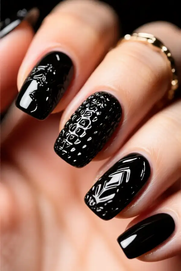 Textured Black Nails