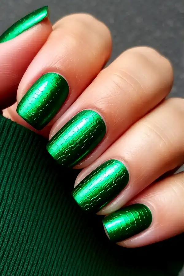 Textured Green Nails