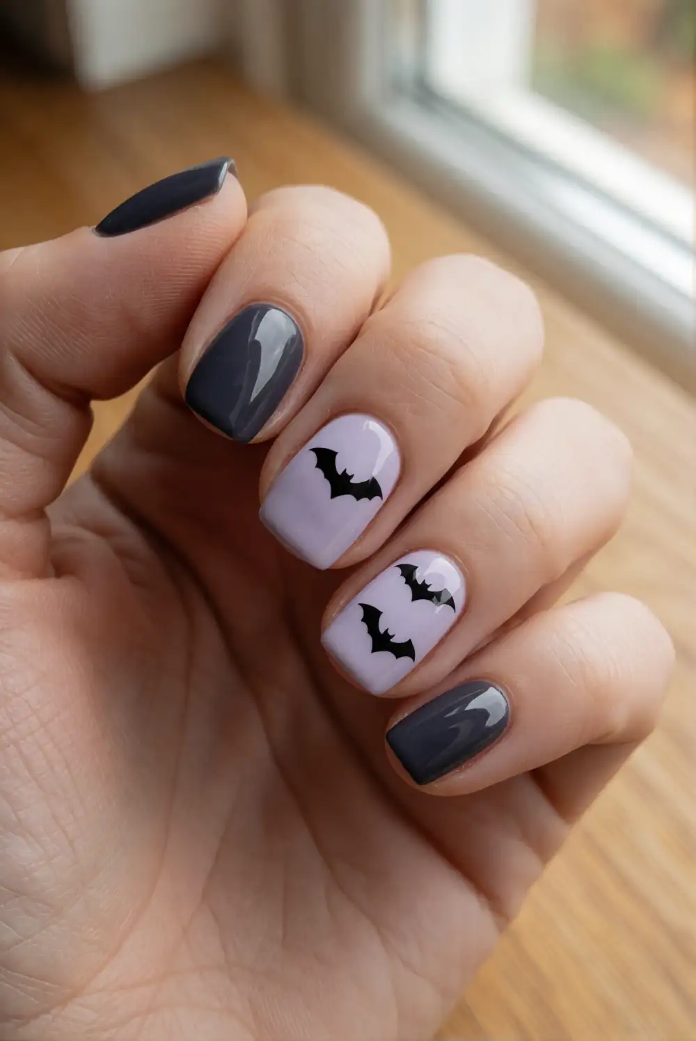 Tiny Bat Accent Nails