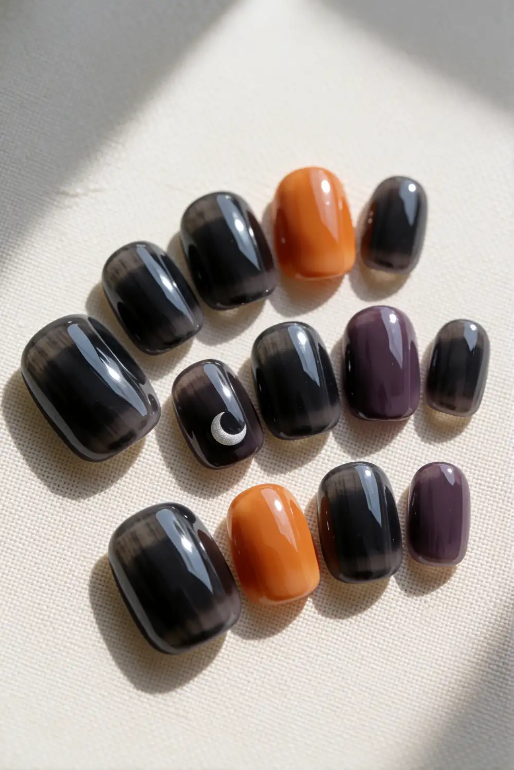 Tiny Crescent Moon Nail Art