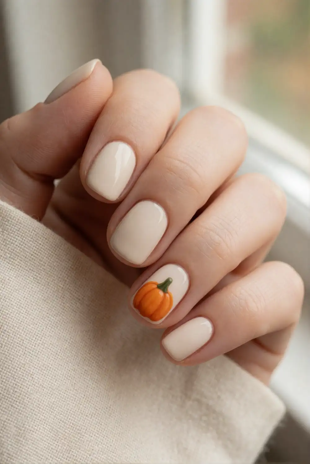 Tiny Pumpkin Accent Nails